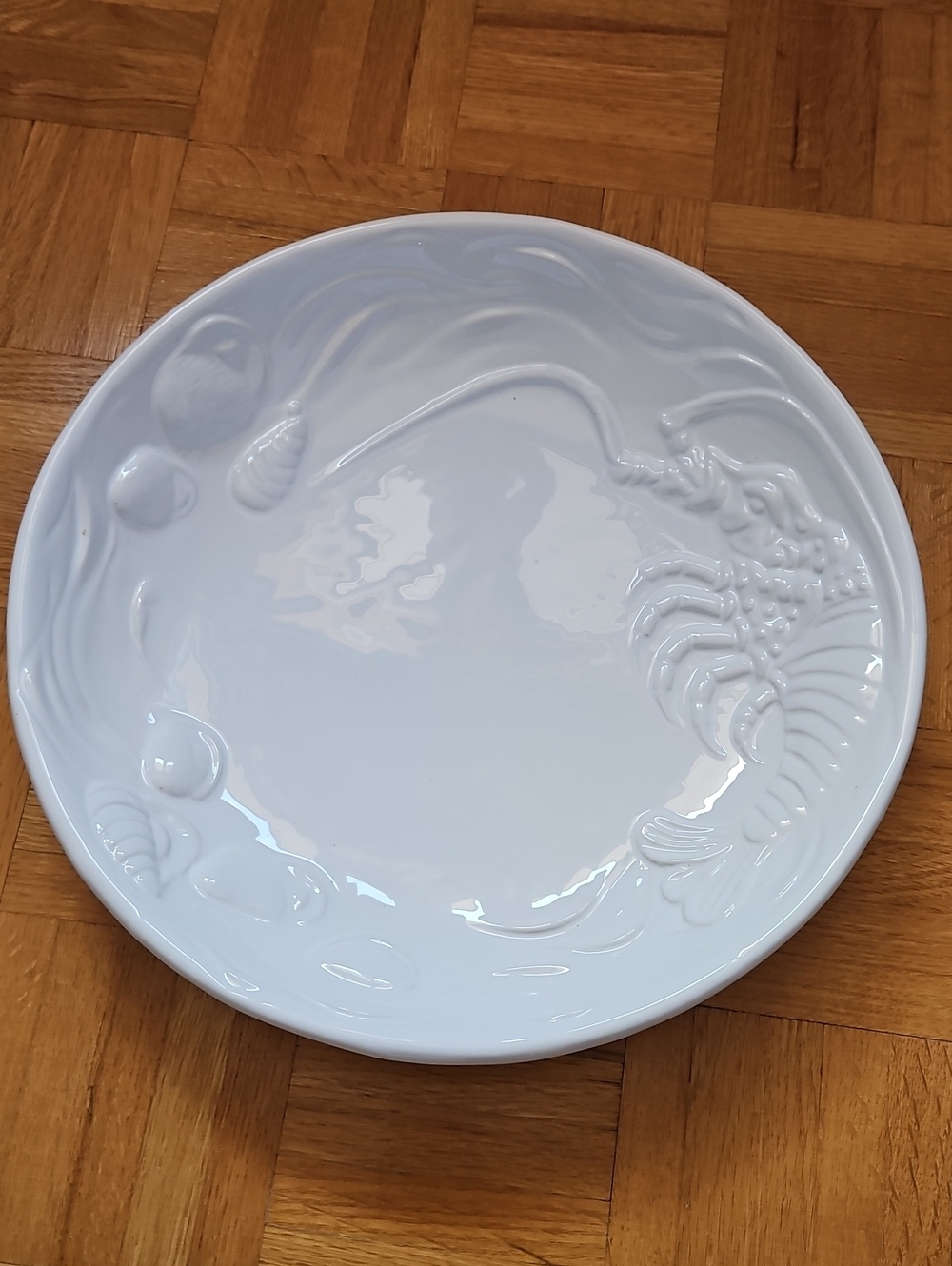 White Embossed Seafood Serving Platter - Home Dining